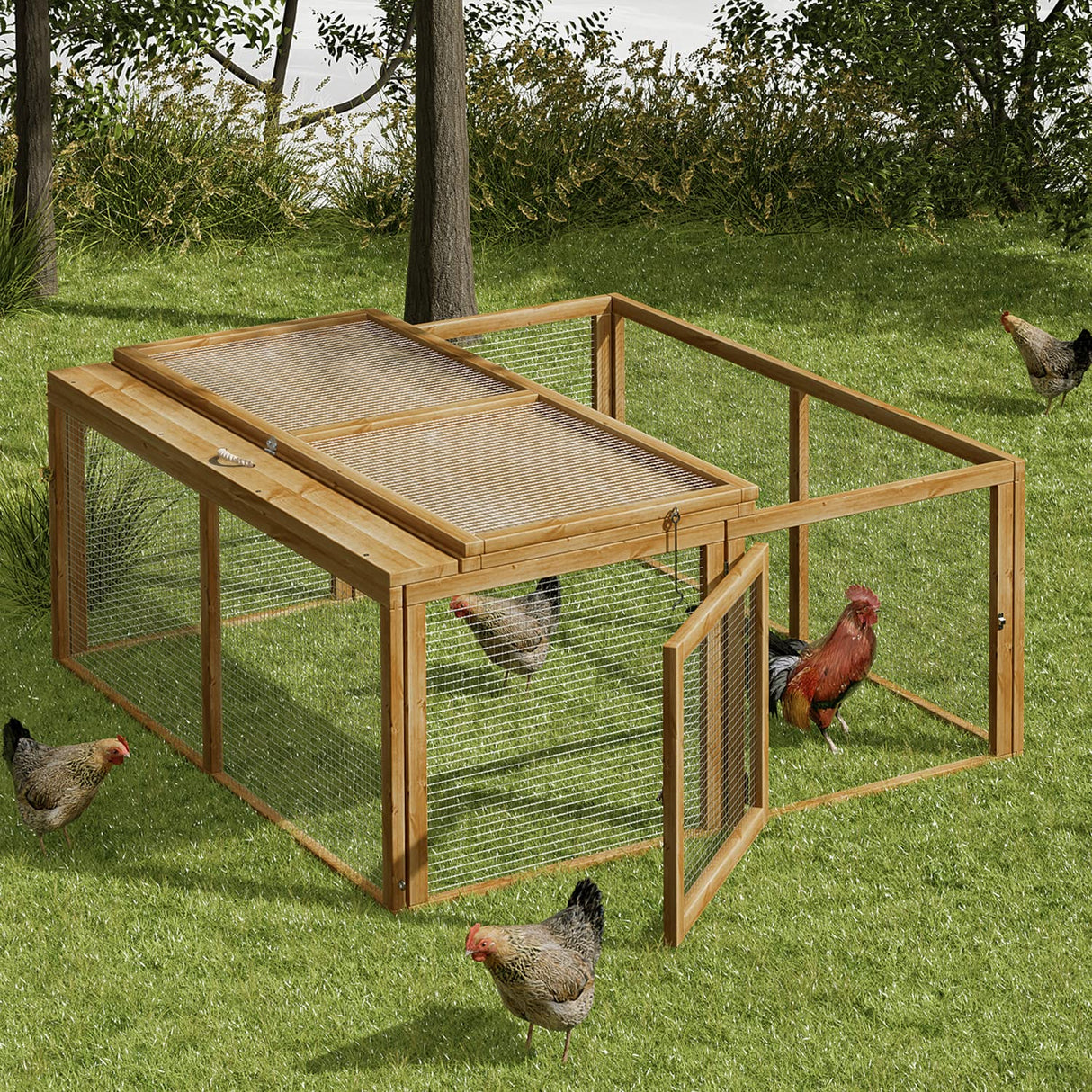 Portable Chicken Run Rabbit Hutch Folding Chicken Cage Hen Coop for Indoor/Outdoor