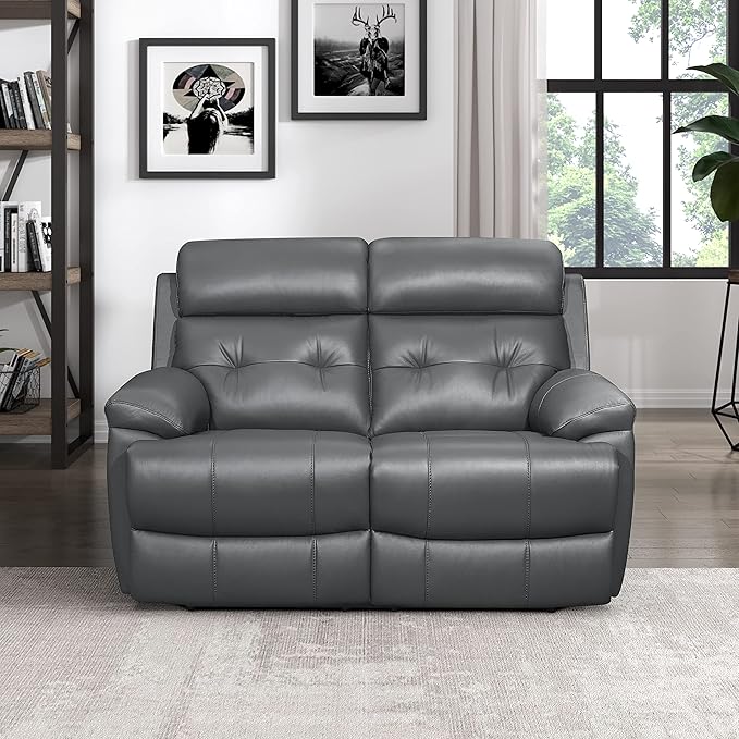 Inkwood Wall-Hugger Manual Double Reclining Loveseat, Gray