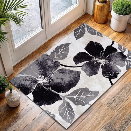 Solana Modern Floral 7'10" x 10'3" Area Rugs Non-Skid (Non-Slip) Rubber Backing Blue