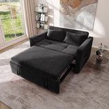 55" Convertible Sofa Bed, Velvet Sleeper Sofa with Pull-Out Bed, 3-in-1 Futon Couch