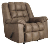 Signature Design by Ashley Adrano Faux Leather Tufted Rocker Recliner with Heat and Massage, Brown