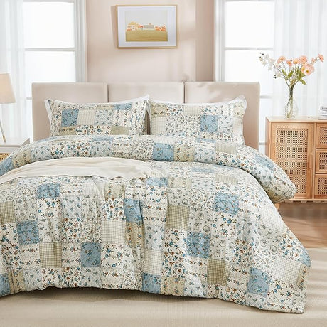 King Size Comforter Set 100% Cotton Floral Bedding Comforter Sets with Light