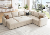 Modular Sectional Sleeper Sofa Bed, Sectional Couch with Pullout Bed U Shaped Modular Couch