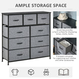 9 Drawers Storage Chest Dresser Organizer Unit w/Steel Frame, Wood Top, Easy Pull