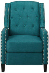 GDFStudio Izaak Tufted Back Fabric Recliner Chair (Dark Teal) 34D x 27.5W x 40.25H in