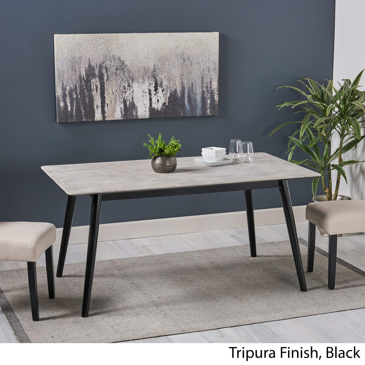 Riley Modern Dining Rubberwood Legs and Laminate Table Top