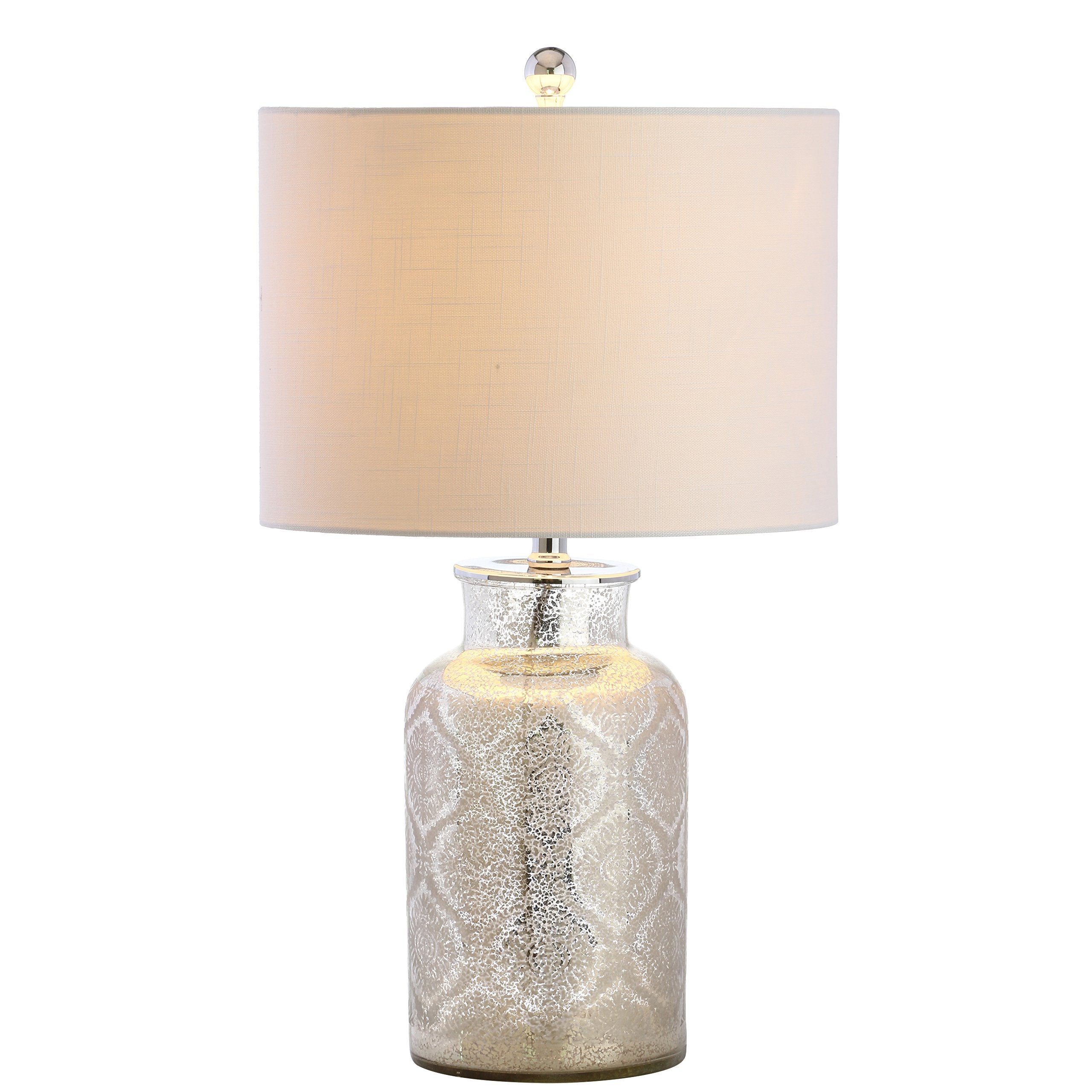 1063A Emilia 24.5" Trellis Pattern Glass LED Table Lamp Contemporary Transitional Bedside