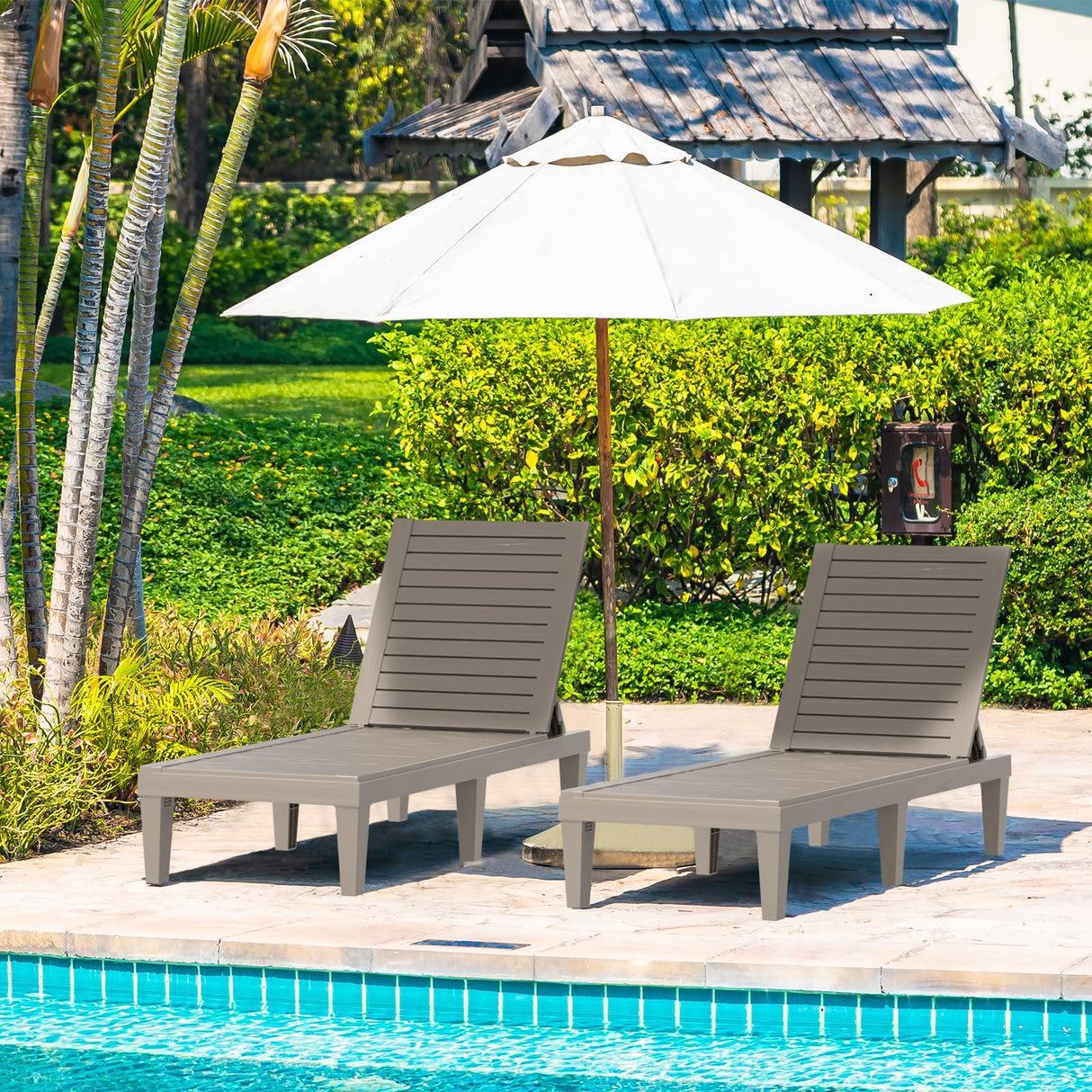 Chaise Lounge Chairs with 5-Position Adjustable Backrest, UV-Resistant