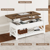 Farmhouse Lift Top Coffee Table, Multi-Function Convertible Coffee Table