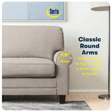 Serta Copenhagen 61" Rolled Arm Sofa, Easy Care Polyester, Soft Pillow Back, Pocket Coil Seat Cushions, Removable Covers, Loveseat or Couch for Small Spaces, Living Rooms or Bedrooms, Light Gray