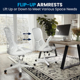 Flash Furniture Porter High-Back Swivel Office Chair with Adjustable Lumbar Support and Height, Ergonomic Mesh Desk Chair with Flip-Up Armrests, White