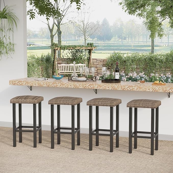 37" Tall Patio Outdoor Bar Table, Metal Counter Height Dining Table