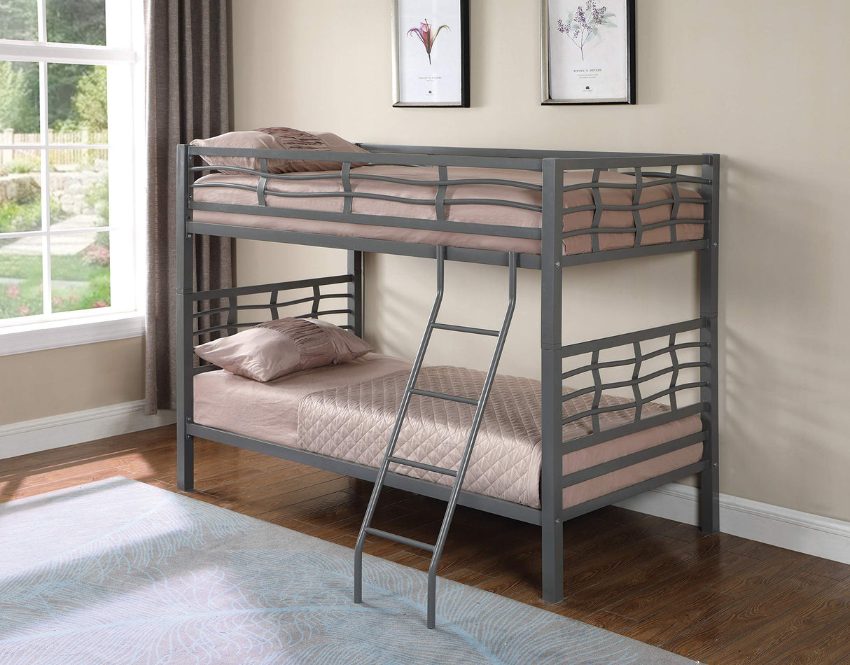 Fairfax Twin Bunk Bed with Ladder Light Gunmetal 7395