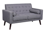 Modern Collection Upholstered Linen Sofa with Wood Legs and Two Button Tufted Accent