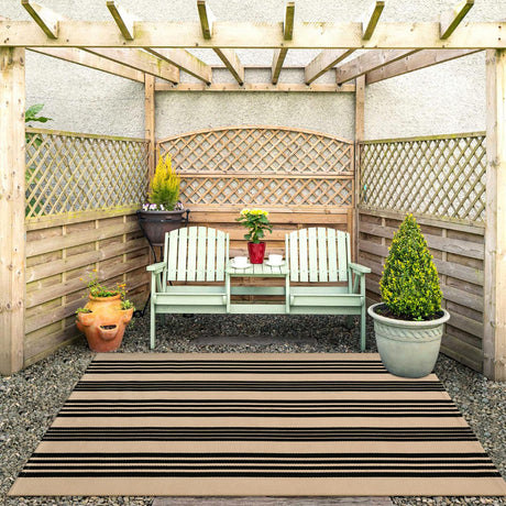 Striped Outdoor Rug 3'x 5', Washable Reversible Striped Outdoor Patio Rugs, Cotton