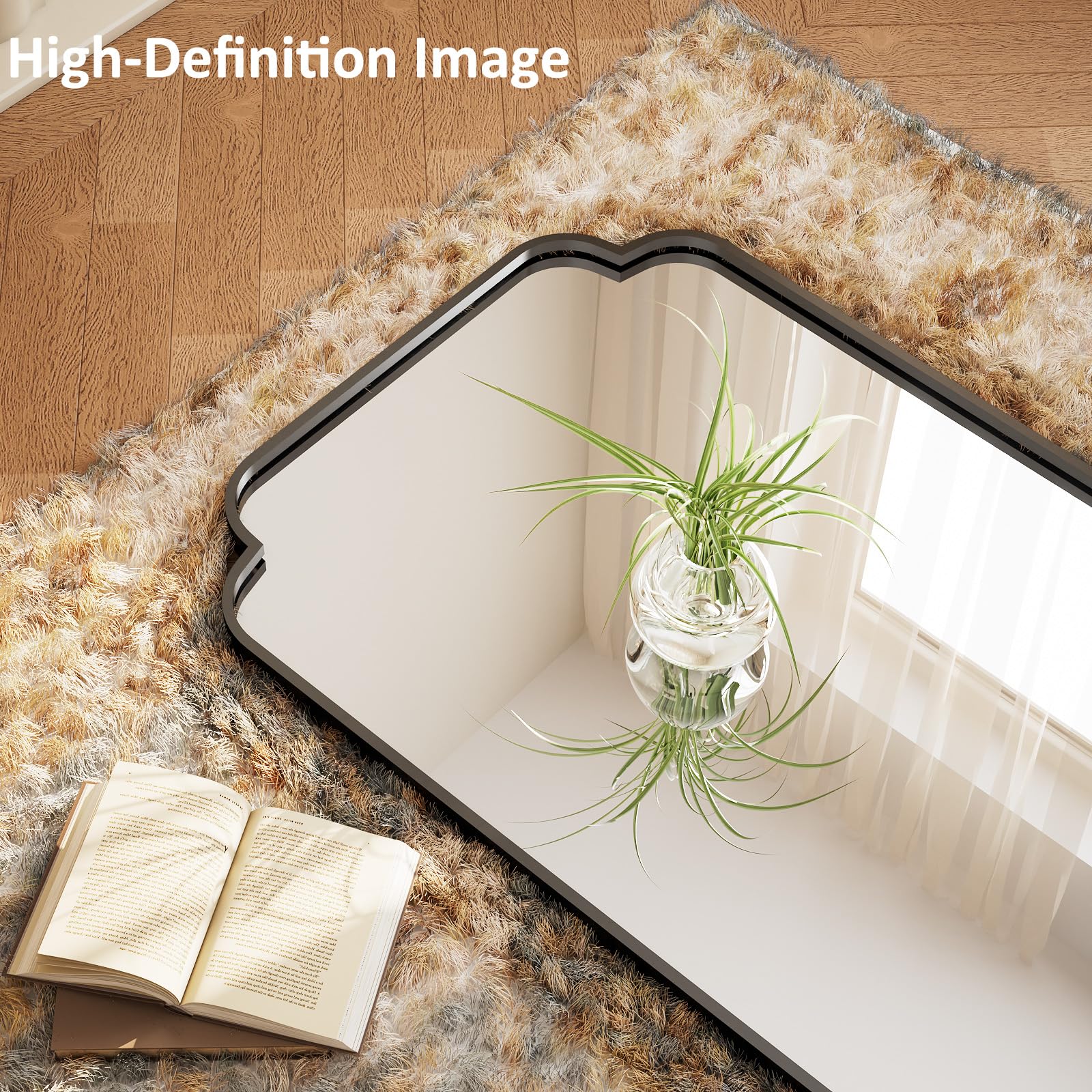 21x56 Black Arch Full Length Mirror with Metal Frame