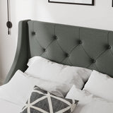 Premium King Size Bed Frame: Wingback Headboard