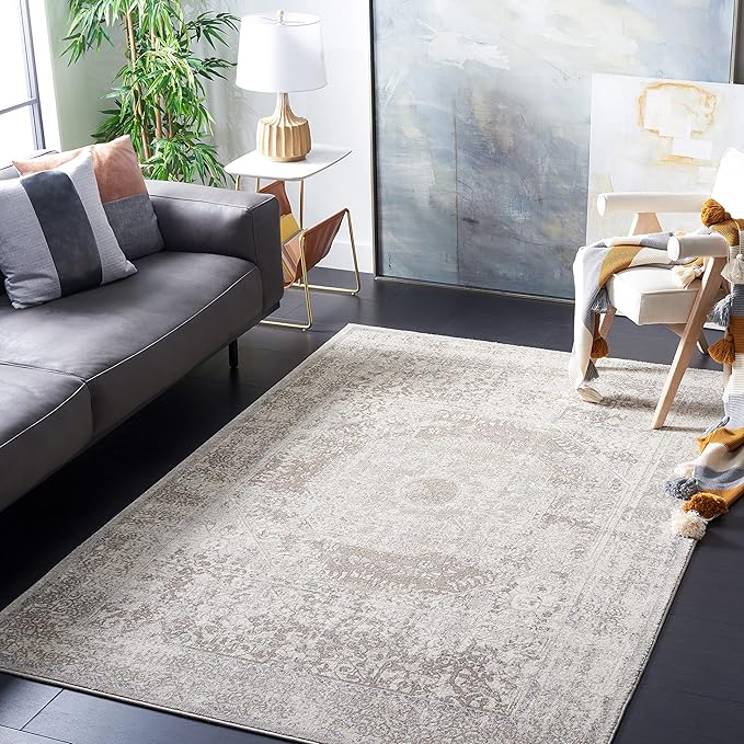 Sofia Collection 6'7" Square Light Grey/Blue SOF365A Vintage Oriental Distressed