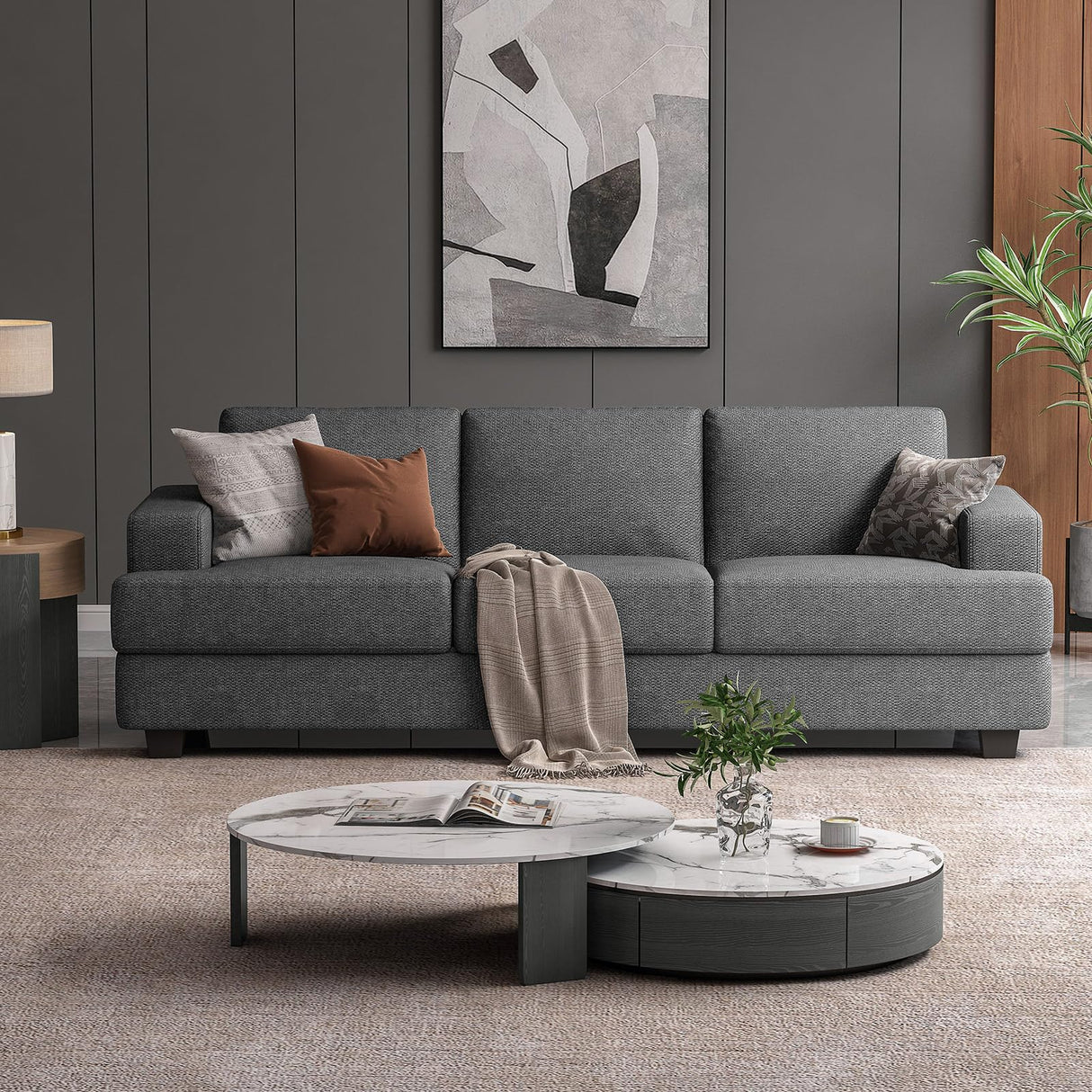 89 Inch Sofa with Extra Deep Seats Oversize, 3 Seater Sofa