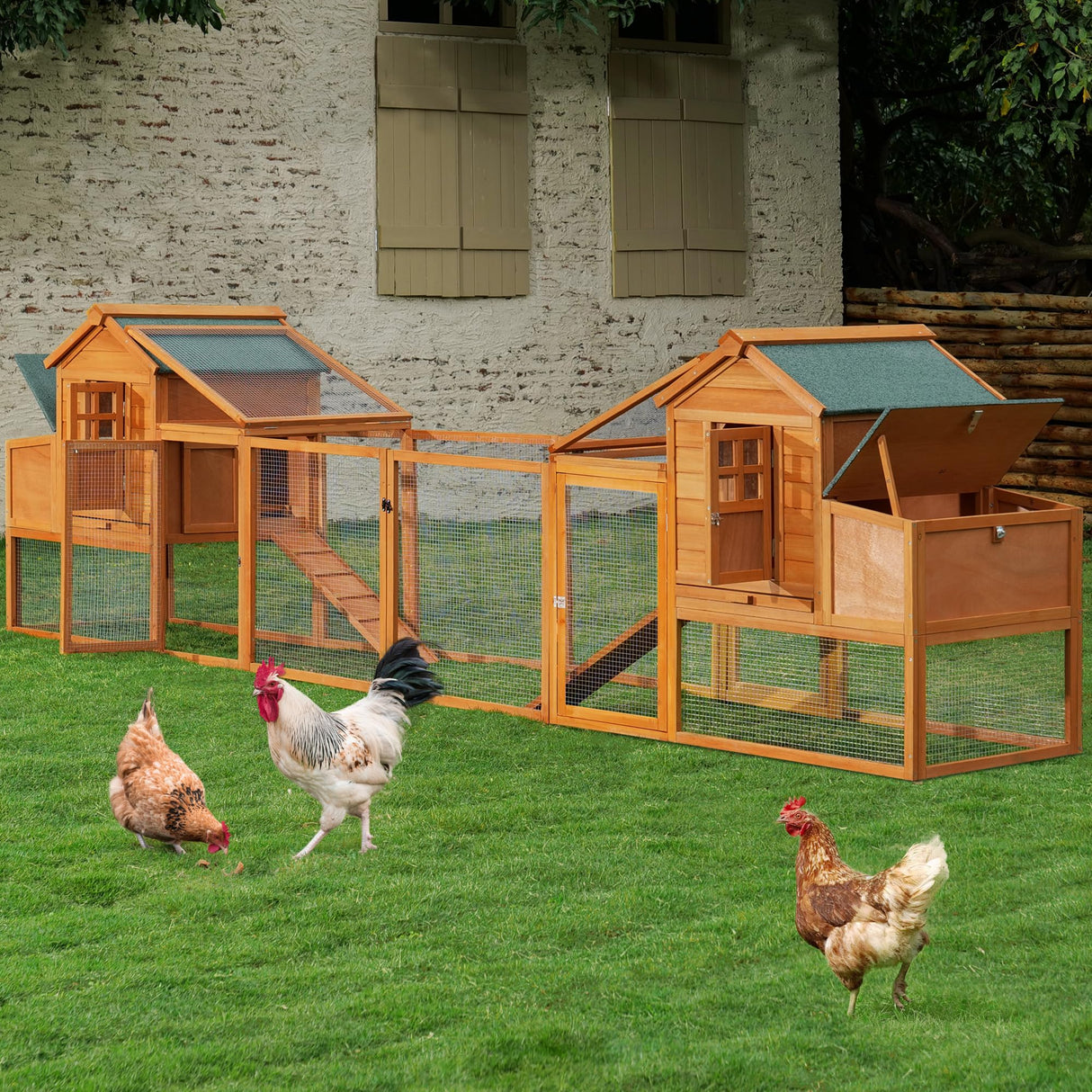 Breltam 157" Large Chicken Coop Hen House Wooden Chicken House Poultry Cage