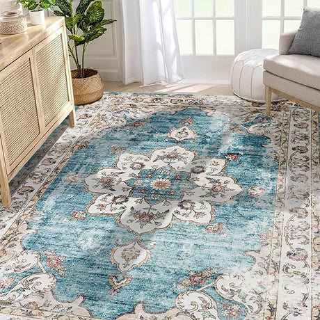 Machine Washable Rug 8x10 Area Rugs for Living Room Large Boho Bedroom Vintage