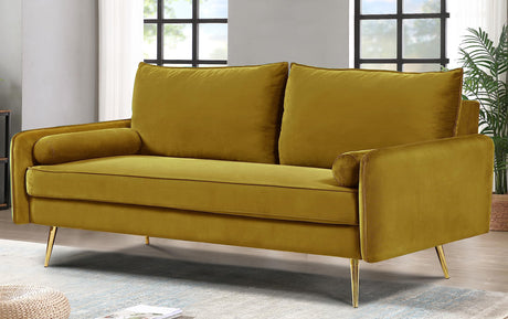 Kent Modern Sofa, European Style Velvet Living Room Furniture with Tapered Legs, Vintage Flair, and Sleek Design, Couch, Greenish Yellow