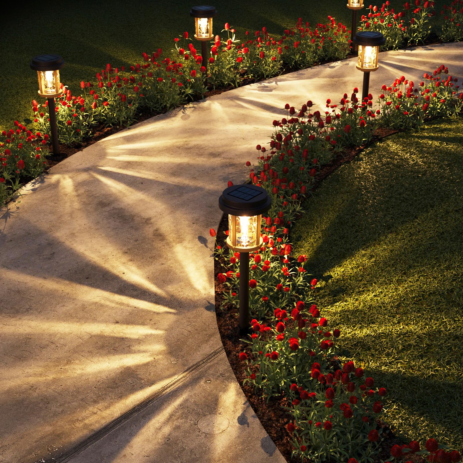 Solar Lights Outdoor, 4 Pack Solar Pathway Lights Outdoor, 15 LM LED Outdoor Solar