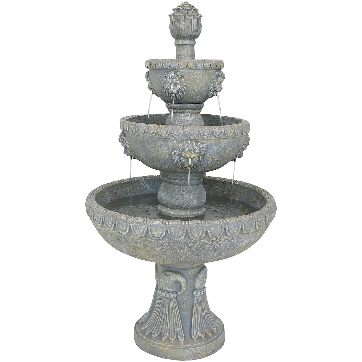 53-Inch 4-Tier Fiberglass Water Fountain - Electric Submersible Pump