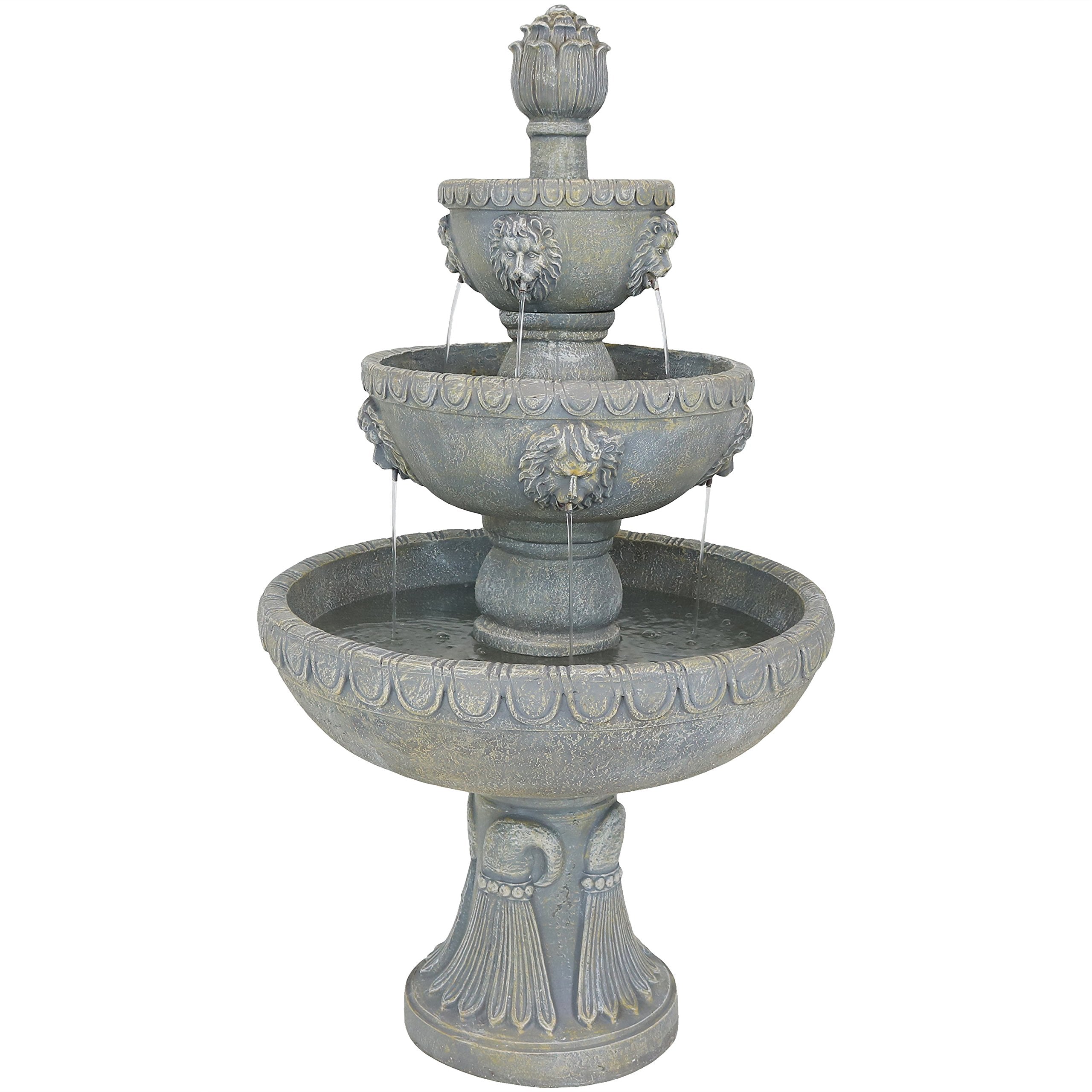 53-Inch 4-Tier Fiberglass Water Fountain - Electric Submersible Pump