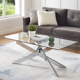 Table, Tempered Glass Top and Metal Tubular Leg, 47.3”Lx23.6”Wx18.1”H,