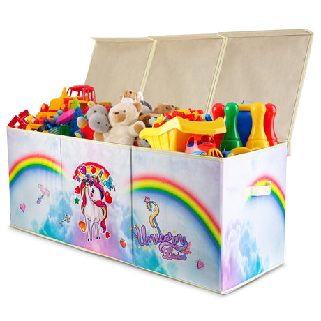 Toy Box - Large Stuffed Animal Storage, Collapsible Toy Chest Bin, Durable Fabric Toy Box