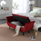 Velvet Storage Bench for Bedroom End of Bed, 65" Upholstered Rolled Armed Button Tufted Stool Bench,