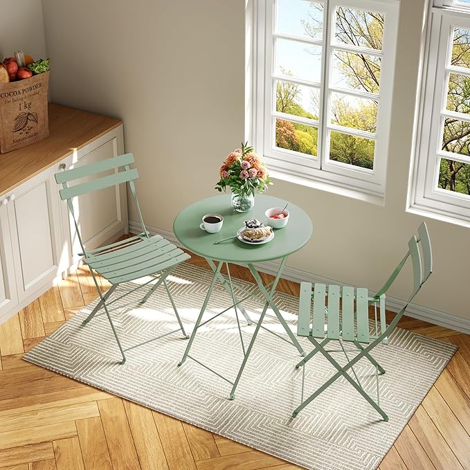 3-Piece Patio Bistro Set Folding Bistro Table and 2 Chairs Outdoor Furniture Sets