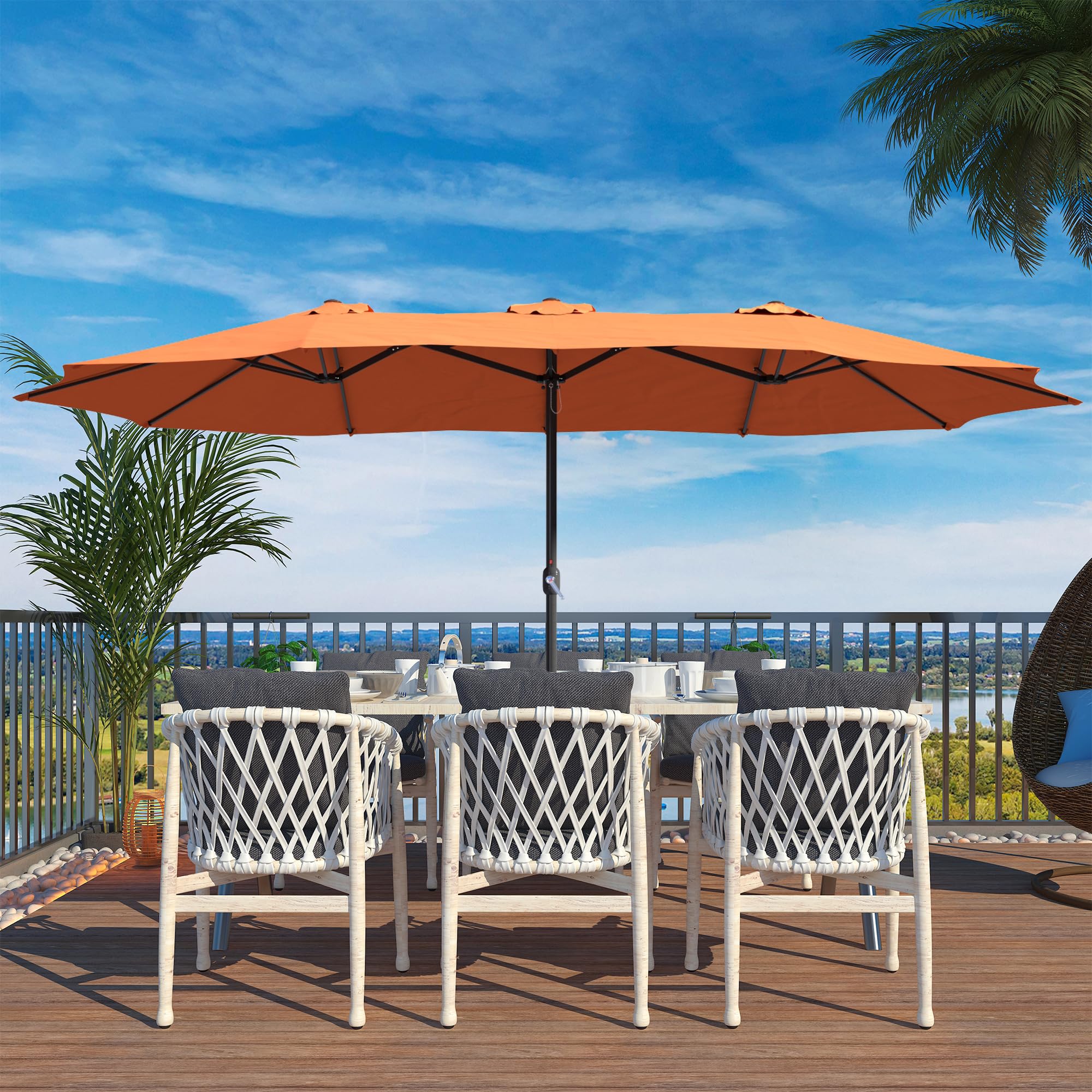 15ft Patio Umbrella with Base Included Outdoor Double-sided Umbrella Extra Large Patioe