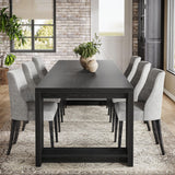 86.61-Inch Dining Table for 6-8 People - Modern Farmhouse Rectangular Kitchen Table with Pedestal Base