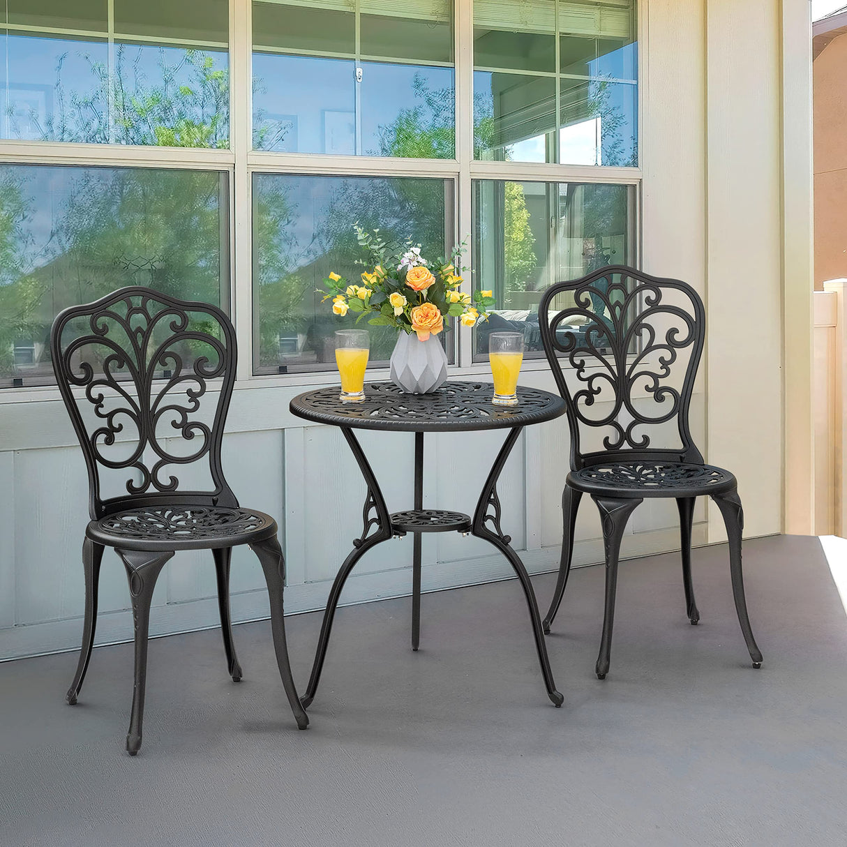 Bistro Set 3 Piece Outdoor All Weather Cast Aluminum Patio Bistro Set Patio Table