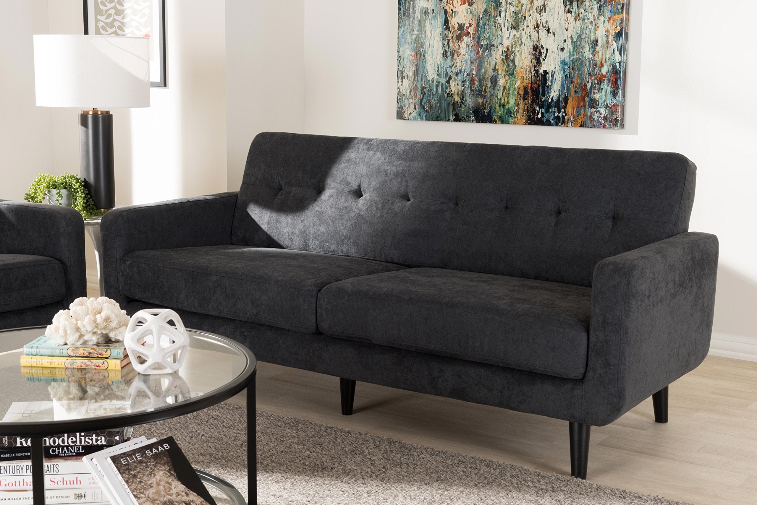 Carmena Upholstered Sofa, Dark Grey