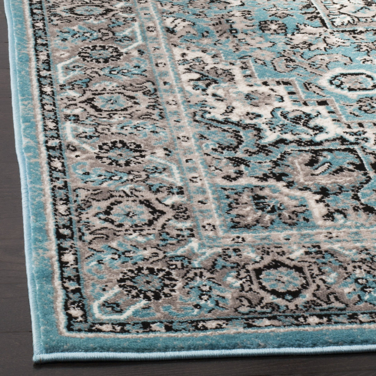 Skyler Collection 7' Square Blue/Ivory SKY126M Boho Chic Distressed Medallion Non