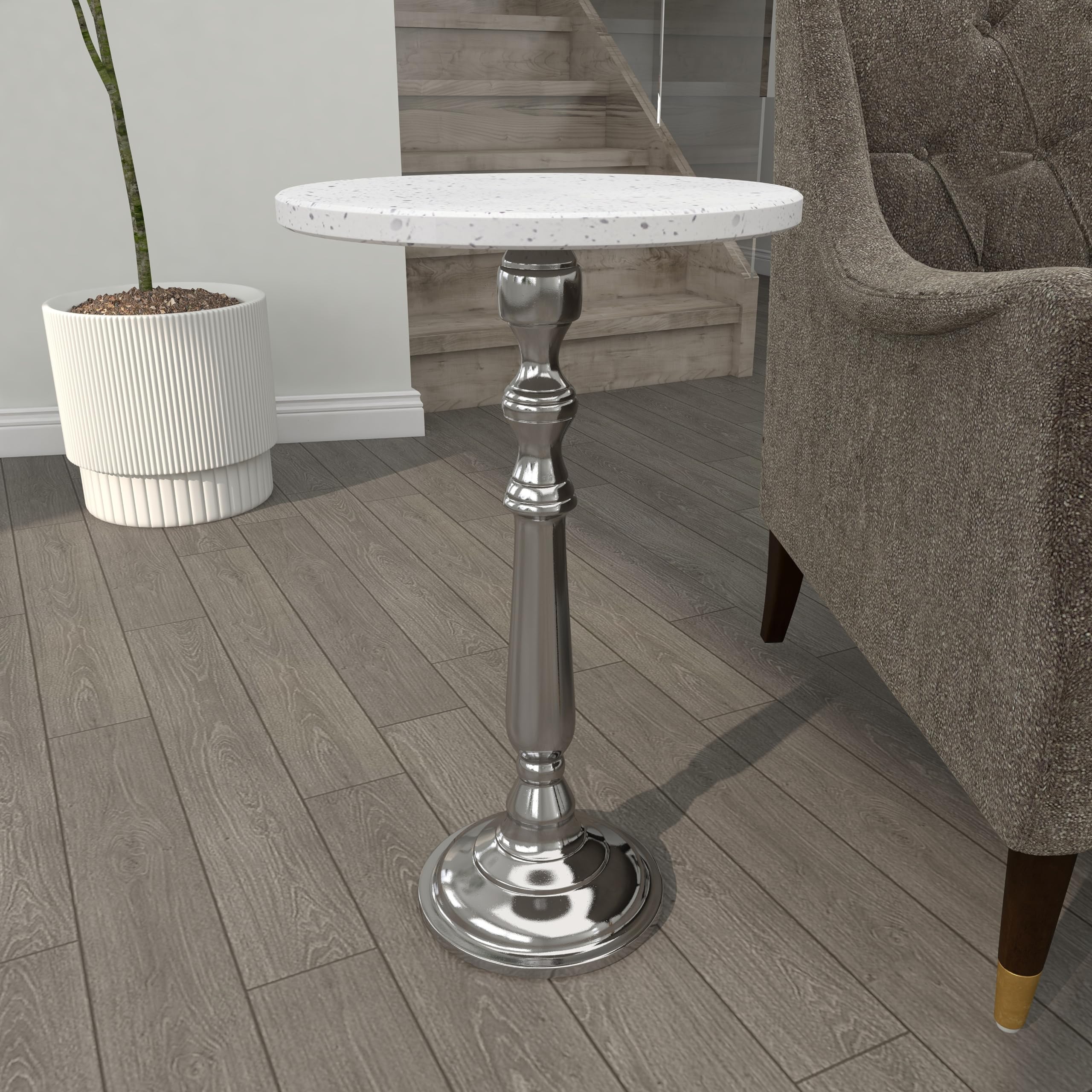79 Terrazzo Stone Side End Accent Table End Table with Marble Top, Side Table 13" x 13" x 25"