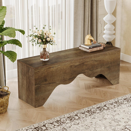 Shoe Bench, 47.24-Inch Entryway Bench with Elegant Wave Design, Dining Room Bench