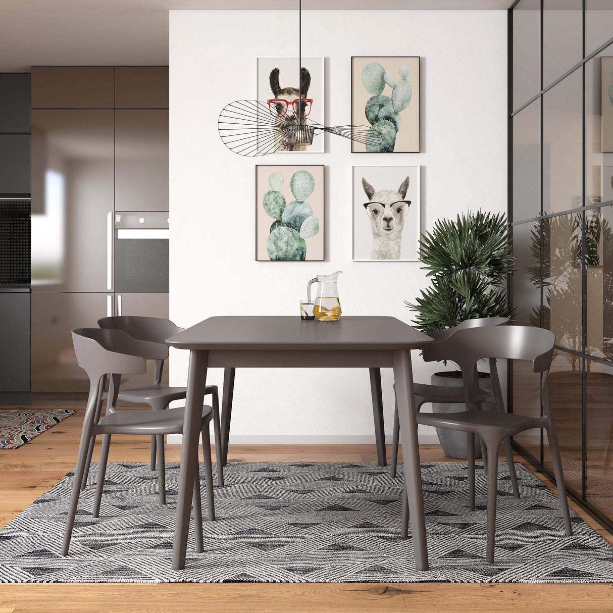 Poolside Collection, Felix Stacking Dining Chairs, Indoor/Outdoor, 4-Pack, Charcoal
