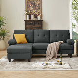 86" Convertible Sectional Sofa, Deep 3-Seater L Shaped Sectional Couch