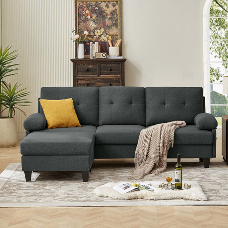 86" Convertible Sectional Sofa, Deep 3-Seater L Shaped Sectional Couch