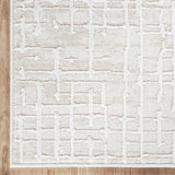 Beige Geometric Area Rug 6x9 - Modern Grid Pattern for Living Room & Bedroom