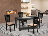 DUVA7-BLK-W Dudley 7 Piece Set Consist of a Rectangle Dinner Table and 6 Kitchen Dining Chairs