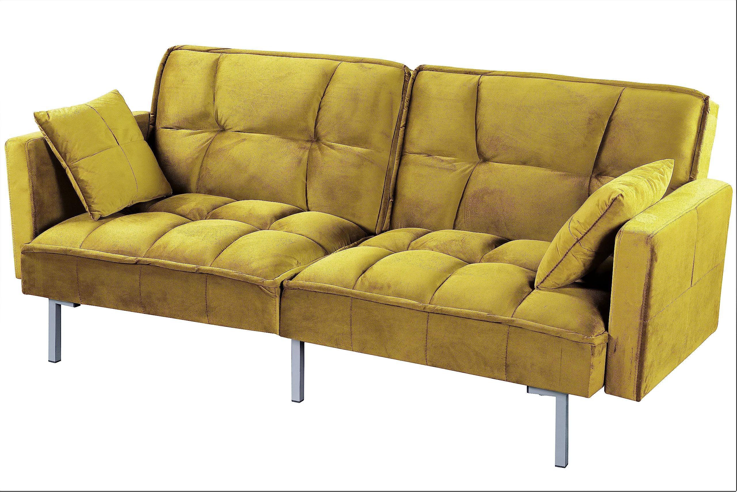 Regal Convertible Sleeper Sofa Bed, Velvet Pull Out Couch with Mid-Century Style