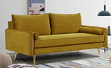 Kent Modern Sofa, European Style Velvet Living Room Furniture with Tapered Legs, Vintage Flair, and Sleek Design, Couch, Greenish Yellow