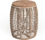 Home Maui Coastal Natural Rattan Drum Stool Table