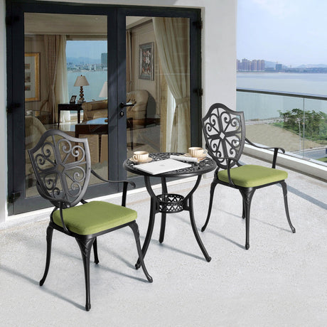 Bistro Set 3 Piece Outdoor, Cast Aluminum Patio Bistro Sets with Umbrella Hole