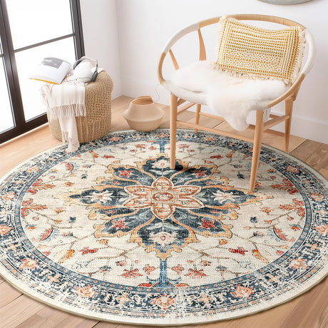 6ft Round Rug, Area Rugs 6ft, Washable Rug, Non-Slip, Rugs for Living Room,